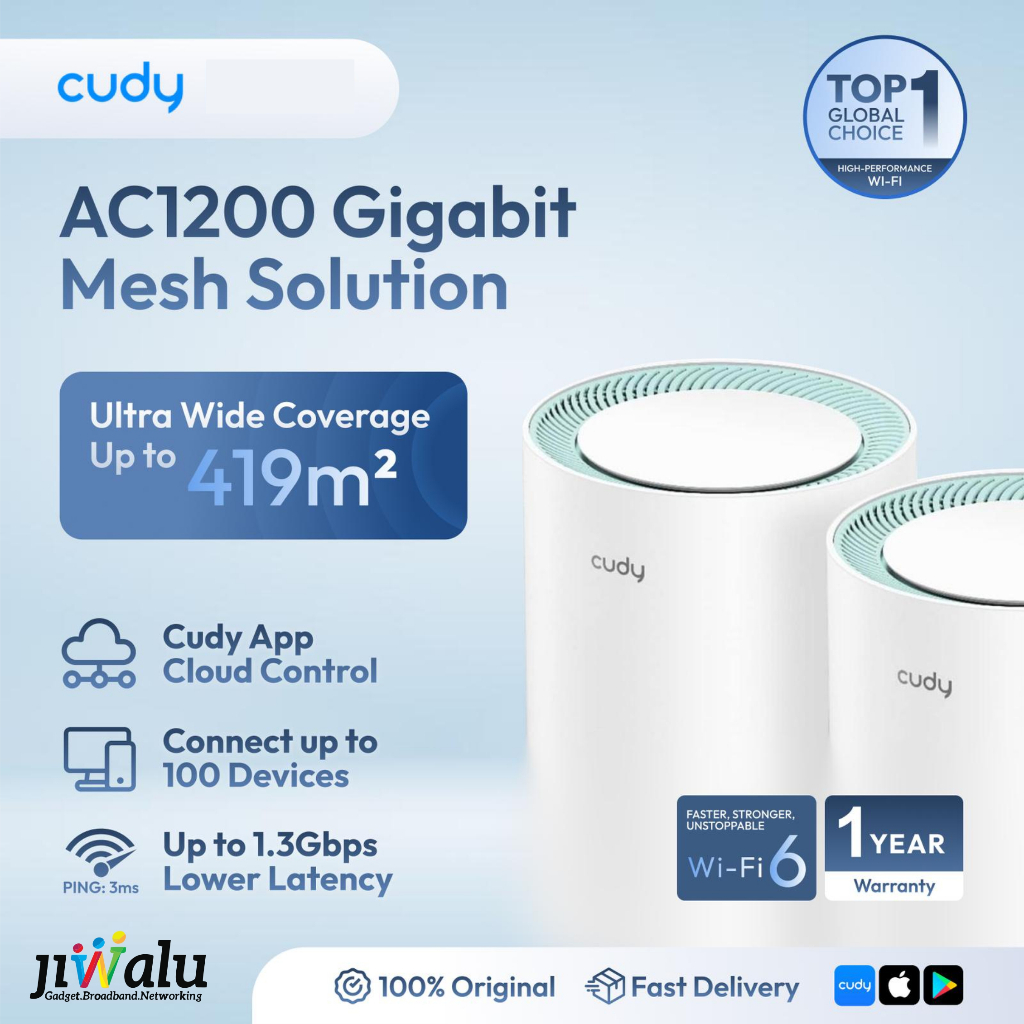 Jual Cudy M1300 3-Pack Dual Band Mesh Router WiFi System AC1200 Gigabit ...