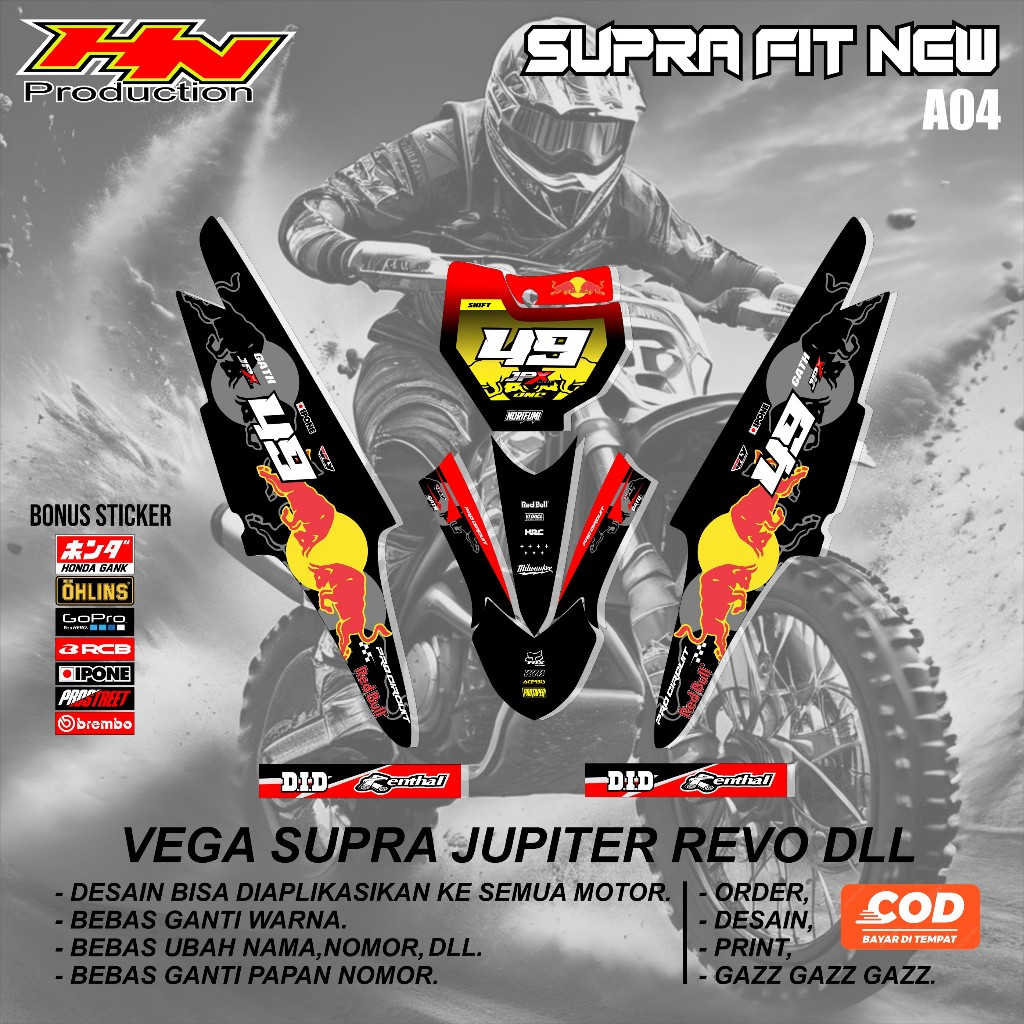 Jual COD STRIPING STIKER RBT SUPRA FIT NEW CUSTOM SUPERMOTO TERBARU A04 ...