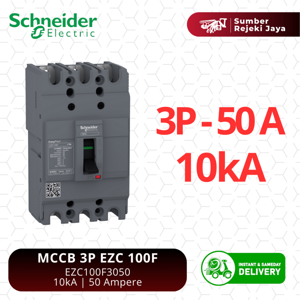 Schneider MCCB NFB Breaker EZC100F 3P 50A 10kA | EZC100F3050