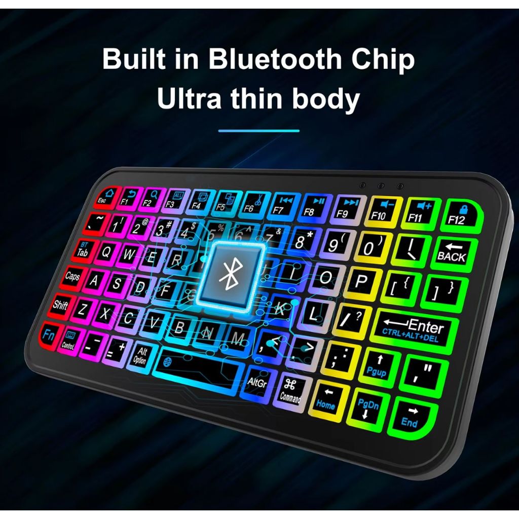 Jual Keyboard Wireless Mini Bluetooth Rechargeable RGB 8 Colors - M7 ...