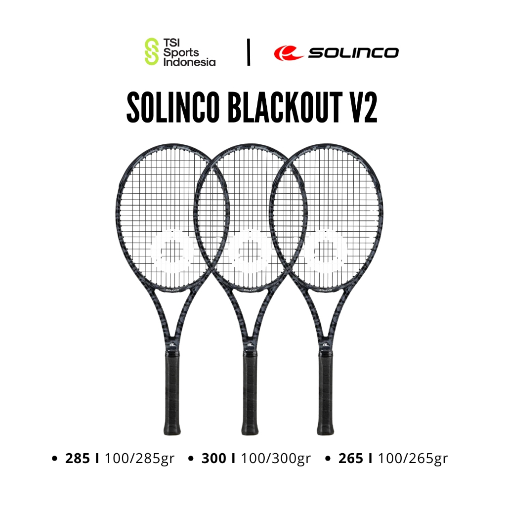 Jual Raket Tenis Solinco BLACKOUT V2 265 / 285 / 300 / 300XTD Tennis ...