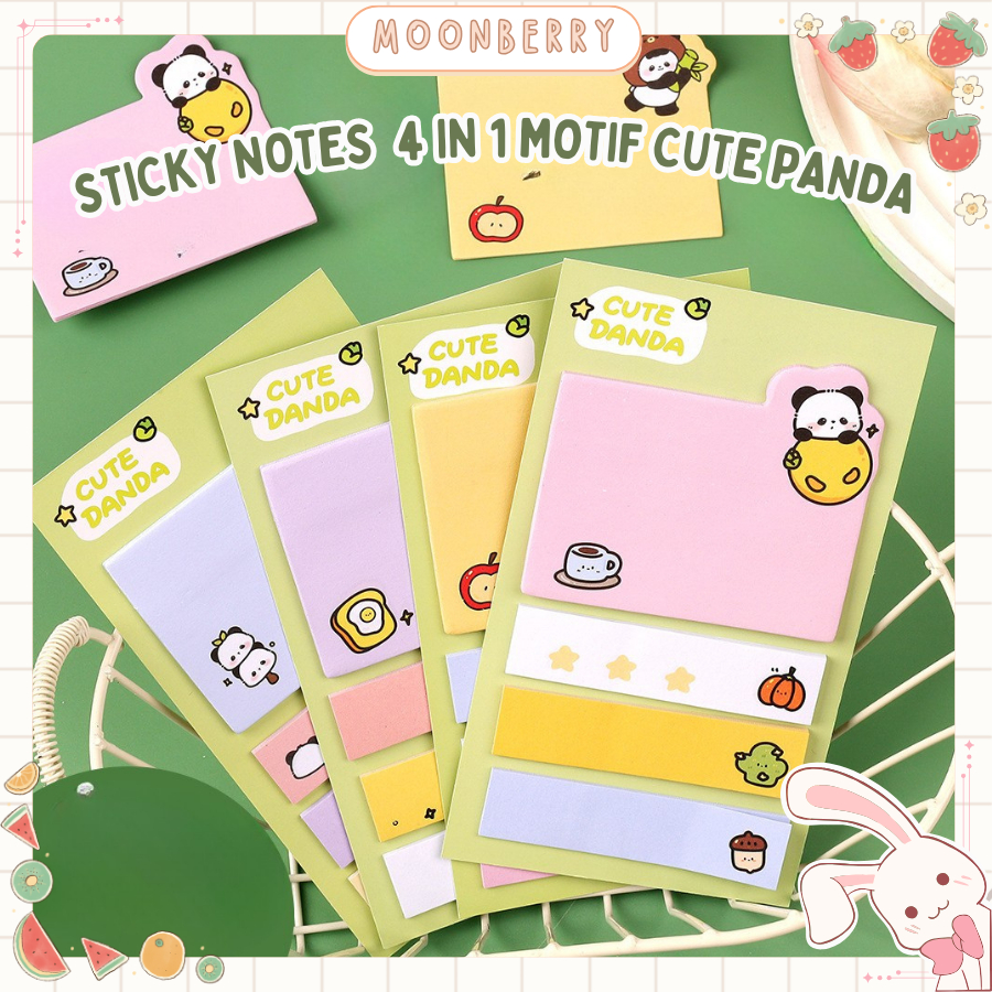 Jual Sticky Notes 4 in 1 Motif Panda Lucu Hewan Cute Kawaii Isi 80 ...
