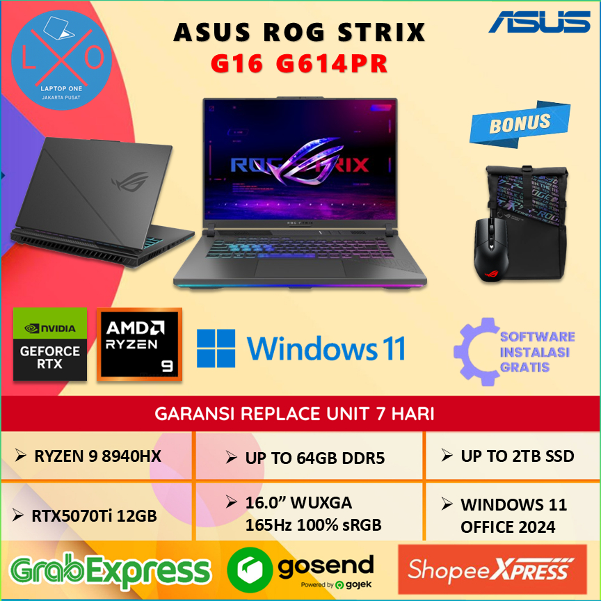 Jual Laptop Asus ROG Strix G16 G614PR RTX5070Ti Ryzen 9 8940HX 64GB 2TB ...