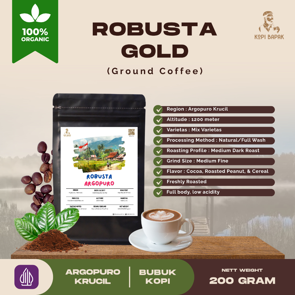 Jual Bubuk Kopi Robusta Gold 200g | Kopi Argopuro | Kopi Bapak | Shopee ...