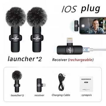 Wireless Lavalier Microphone Dual Clip On Plug Play Mikrofon Wireless 2 Mic Noise Reduction DSP
