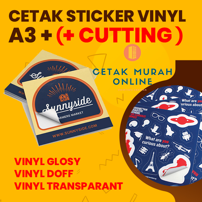 Jual Cetak Stiker Vinyl A3 Glosy / Doff / Transparant (Print + Cutting ...