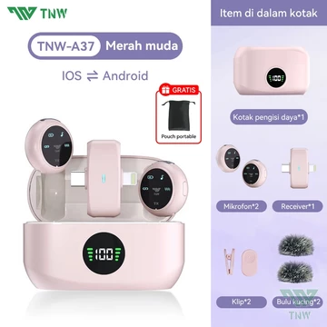 TNW A37 Mikrofon Nirkabel Lavalier Dengan Kotak Pengisi Daya Wireless Microphone Mikrofon Lapel