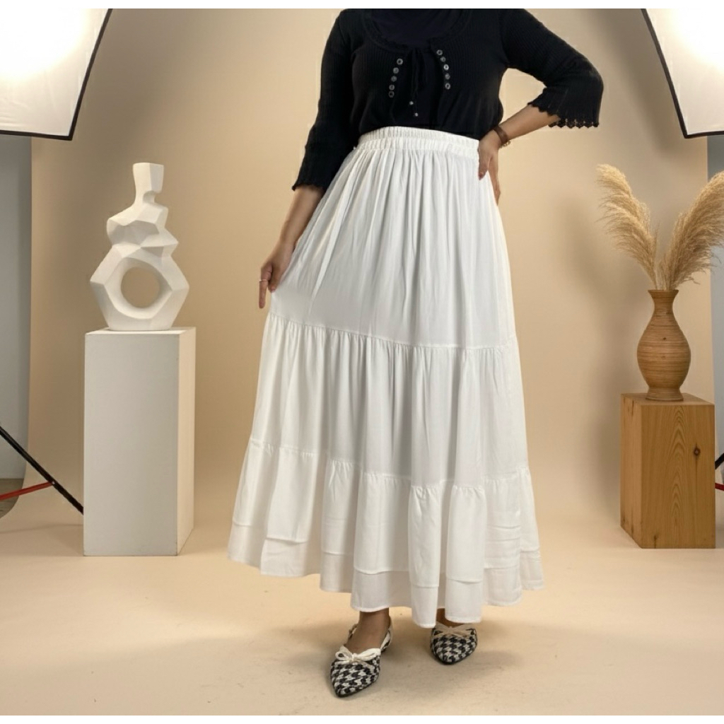 Jual ANNYA KAWAI SKIRT ROK Ruffle flowy wanita cantik katun rayon ...
