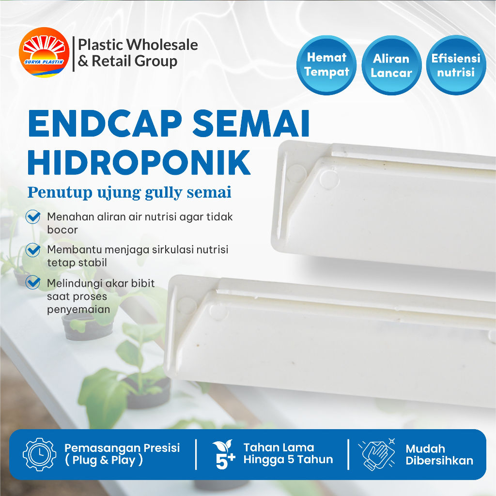 Endcap Gully Semai Trapesium - Tutup Talang Pembibitan Hidroponik NFT DFT - Penutup Talang Hidroponik Anti Bocor