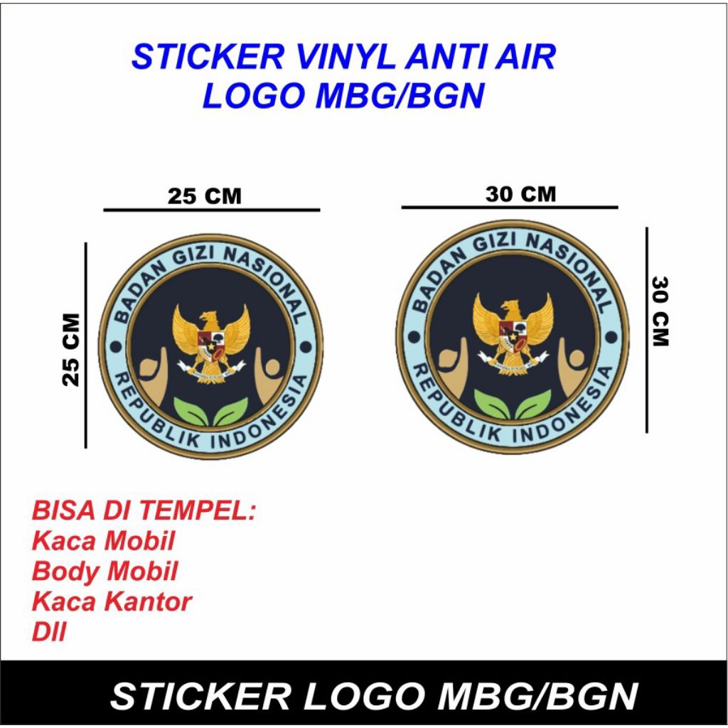 Jual sticker logo MBG/BGN Badan Gizi Nasional sticker vinyl printing ...