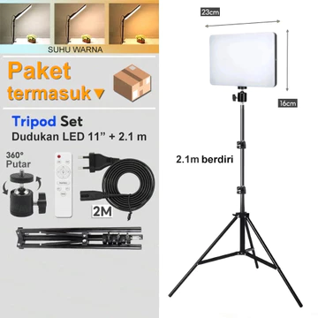 Lampu LED Panel Datar 11 24 Inci Dengan Tripod Lampu Studio Foto Video Penerangan Sorot