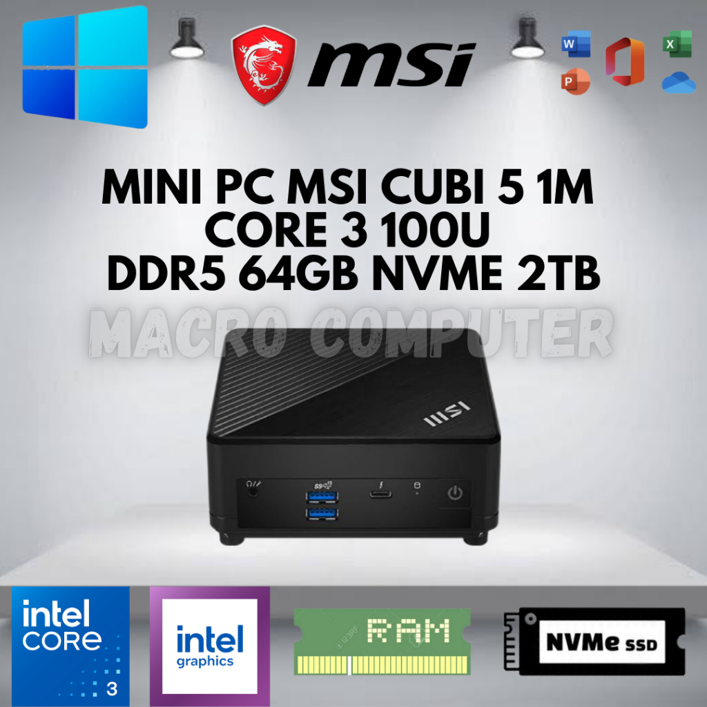 Jual MINI PC MSI CUBI 5 1M CORE 3 100U FULLSET +RAM +SSD | MSI CUBI ...