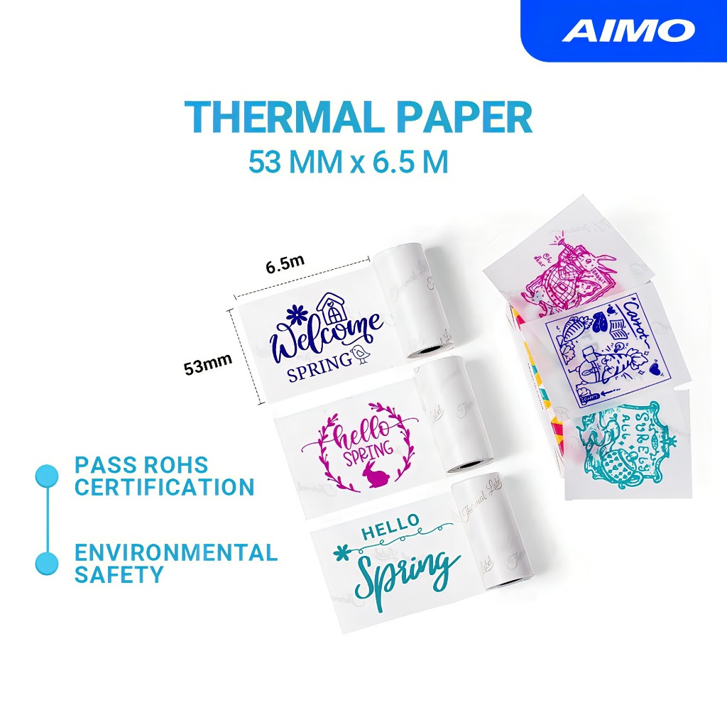 Jual AIMO Thermal Paper 53 mm x 6.5 m Sticker Transparan Roll Paper ...