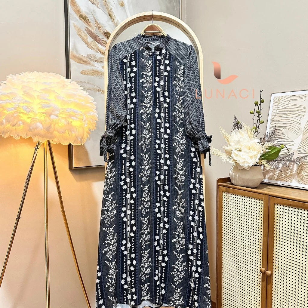 Detail bahan Gamis Wanita Rayon Motif Mix Rayon Jaguard Lembut Adem Nyaman Daily Bumil dan Busui