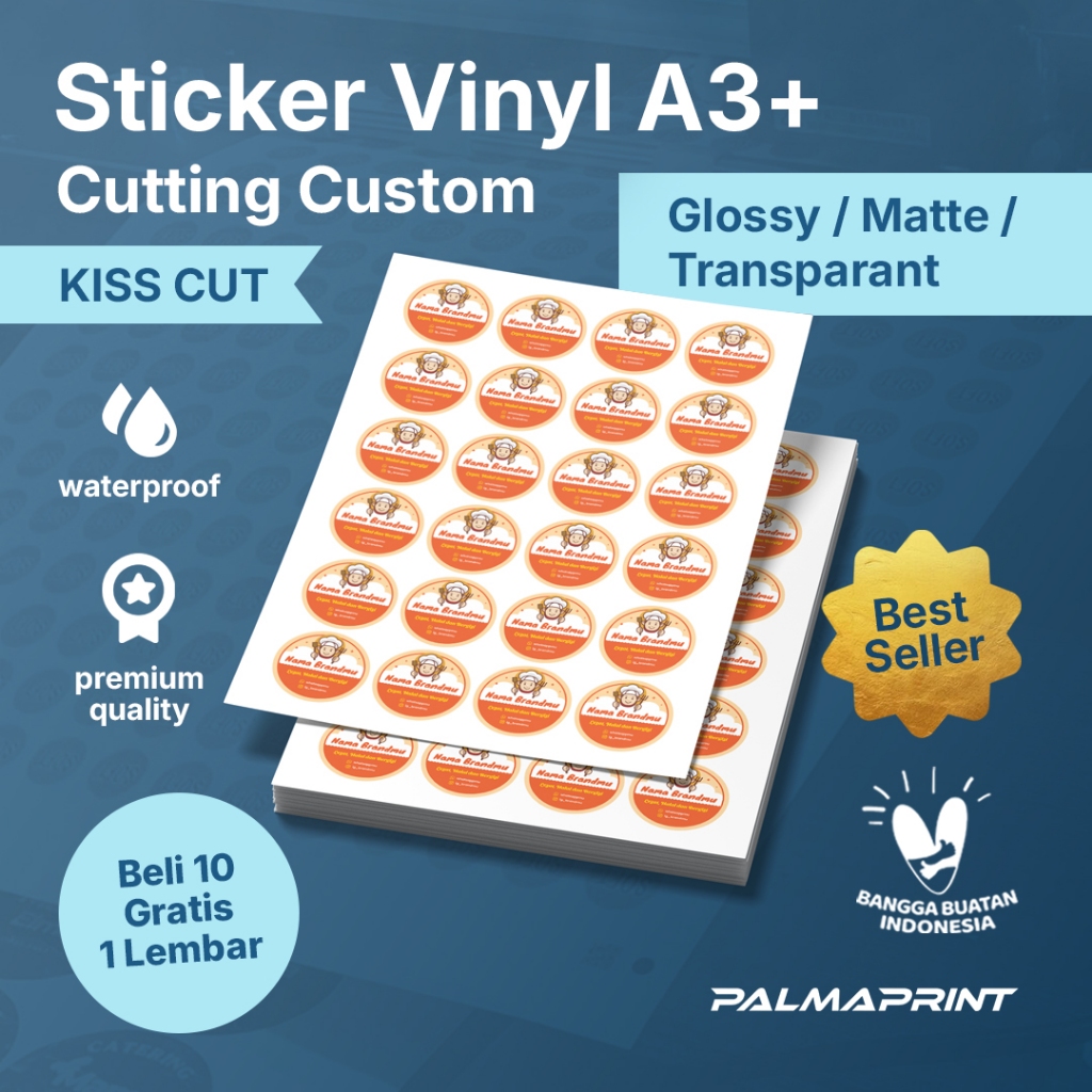 Jual Cetak sticker vinyl / Label kemasan / Sticker custom A3+ / Sticker ...