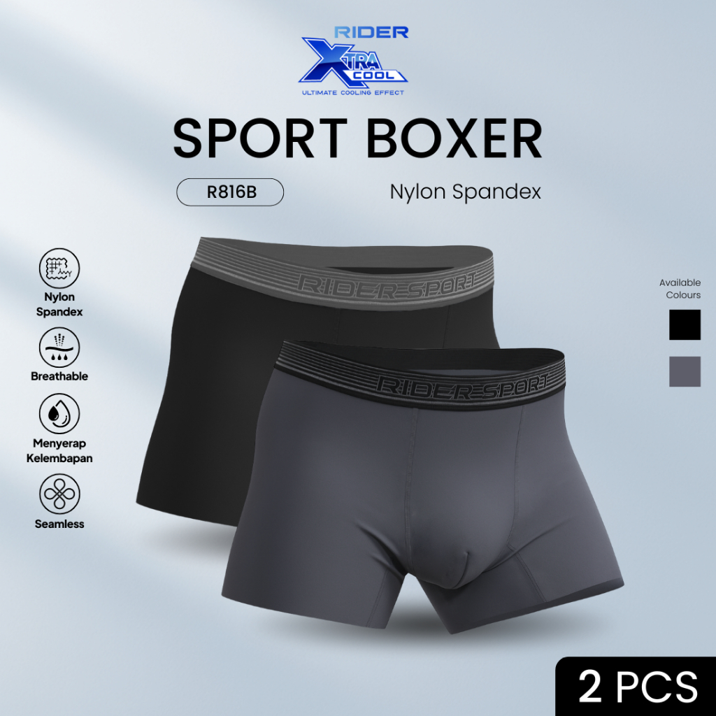 Jual Rider Sport Boxer Brief Nylon Spandex - Boxer Pria R816B isi 2 Pcs ...