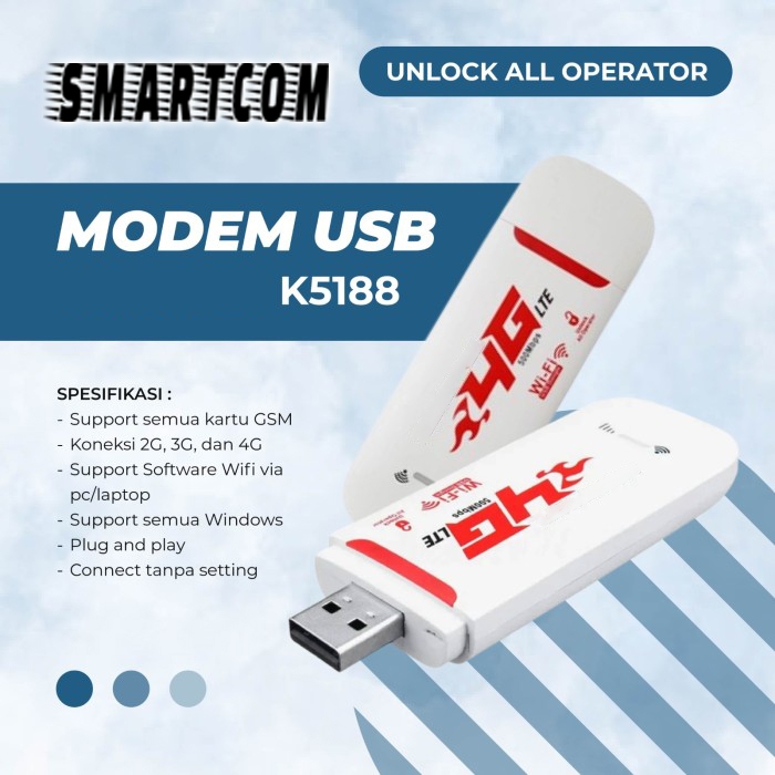 SMARTCOM Modem USB 4G LTE Speed 500 Mbps All OperatorLTE Modem USB 300mbps Unlock Garansi Resmi