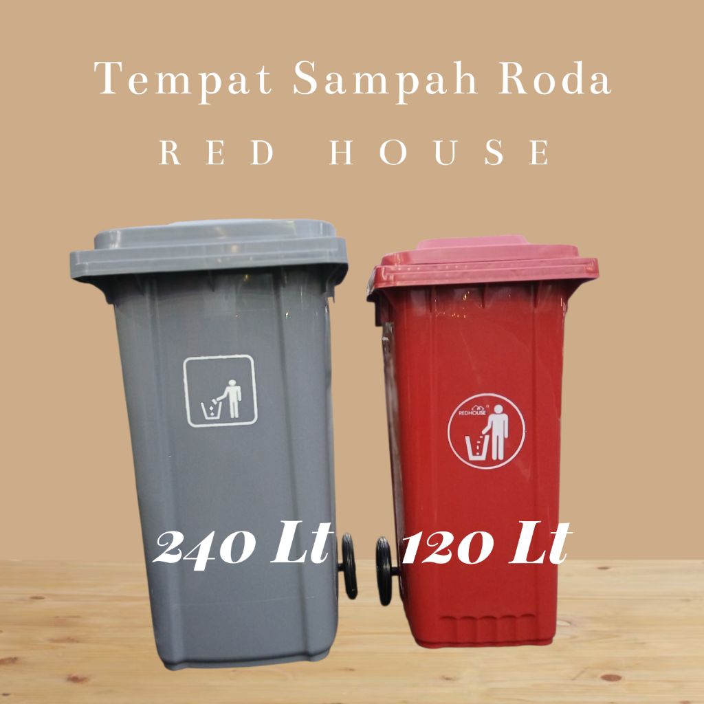 Jual Tempat Sampah Roda Uk 120 & 240 Lt Red House | Shopee Indonesia