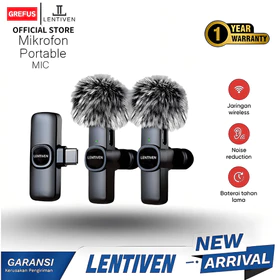 GREFUS LENTIVEN Wireless Mikrofon Dengan Clip On Wireless Microphone Mikrofon Portable Mic