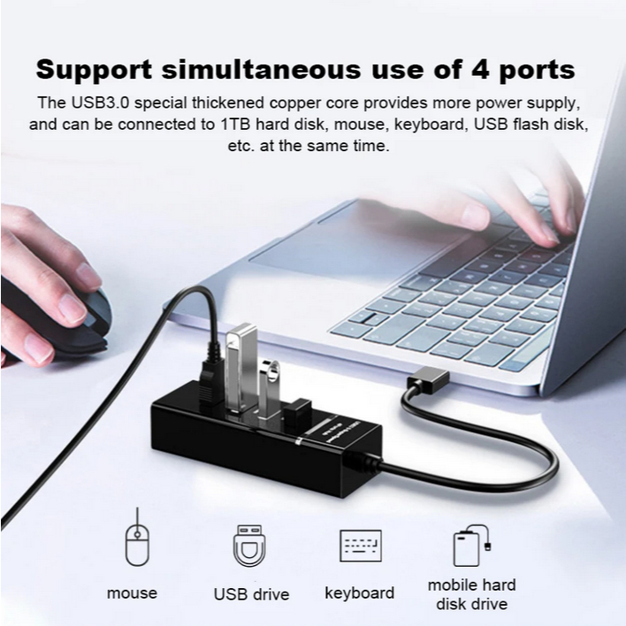 Jual USB Hub 4 Ports V2 Tambahan Lubang Flashdisk Mouse Keyboard Laptop ...