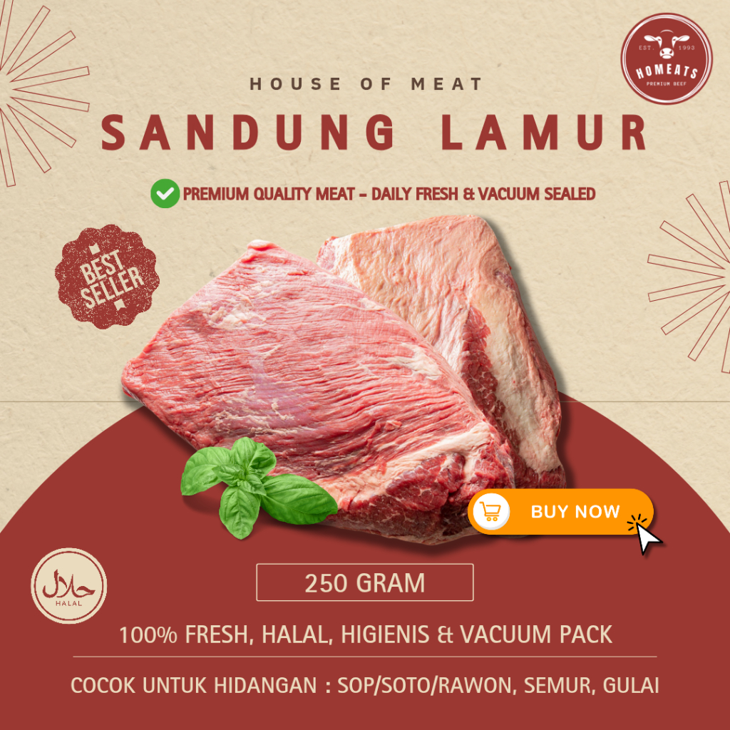 Jual Daging Sandung Lamur Sapi Lokal Segar 250 Gram Premium | Higienis ...