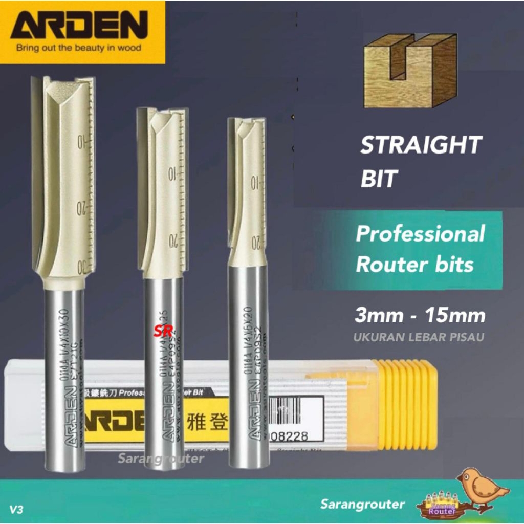 Jual Mata Router/ Profil Lurus Straight Bits ARDEN Shank 1/4