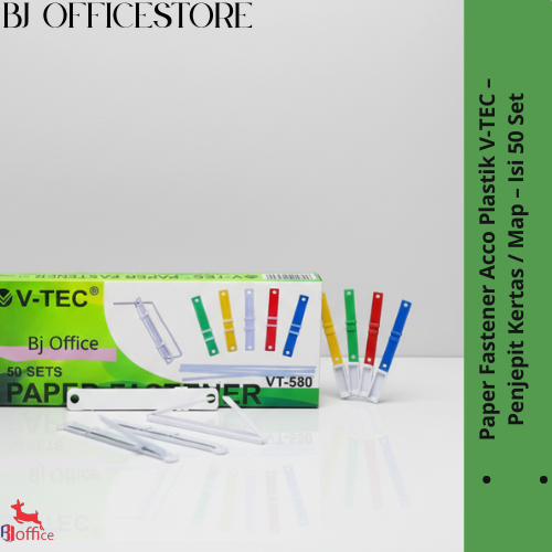 Jual Paper Fastener Acco Plastik V-TEC – Penjepit Kertas / Map – Isi 50 ...