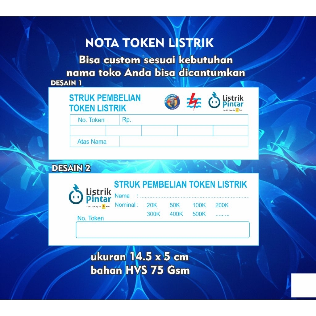 Jual Custom / nota listrik/token listrik||struk pembelian listrik/token ...