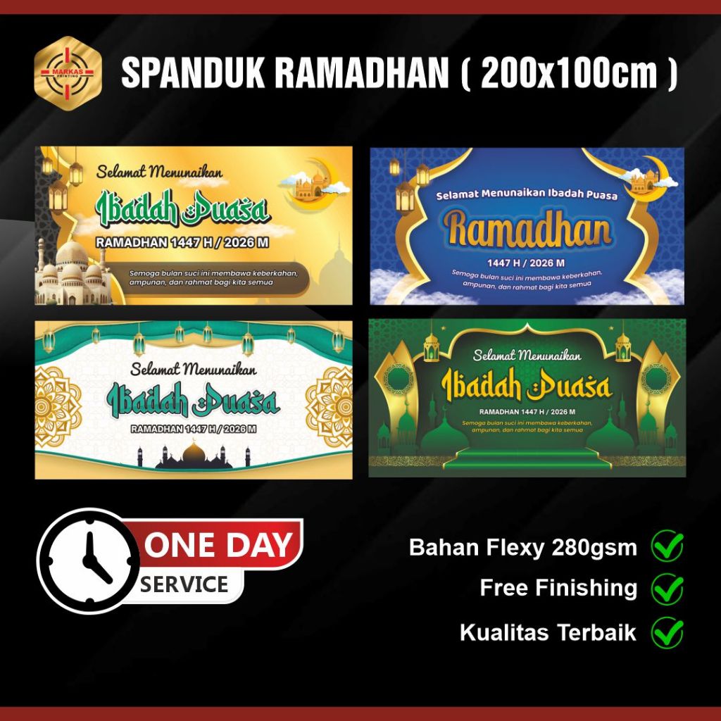 [ 200x100cm ] Cetak Spanduk edisi Ramadhan | SELAMAT MENJALANKAN IBADAH PUASA