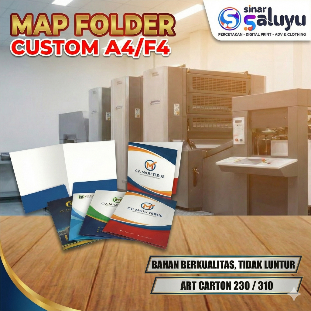 Jual Cetak Map Folder A4/f4 Custom Perusahaan Kantor Full Color [Map ...