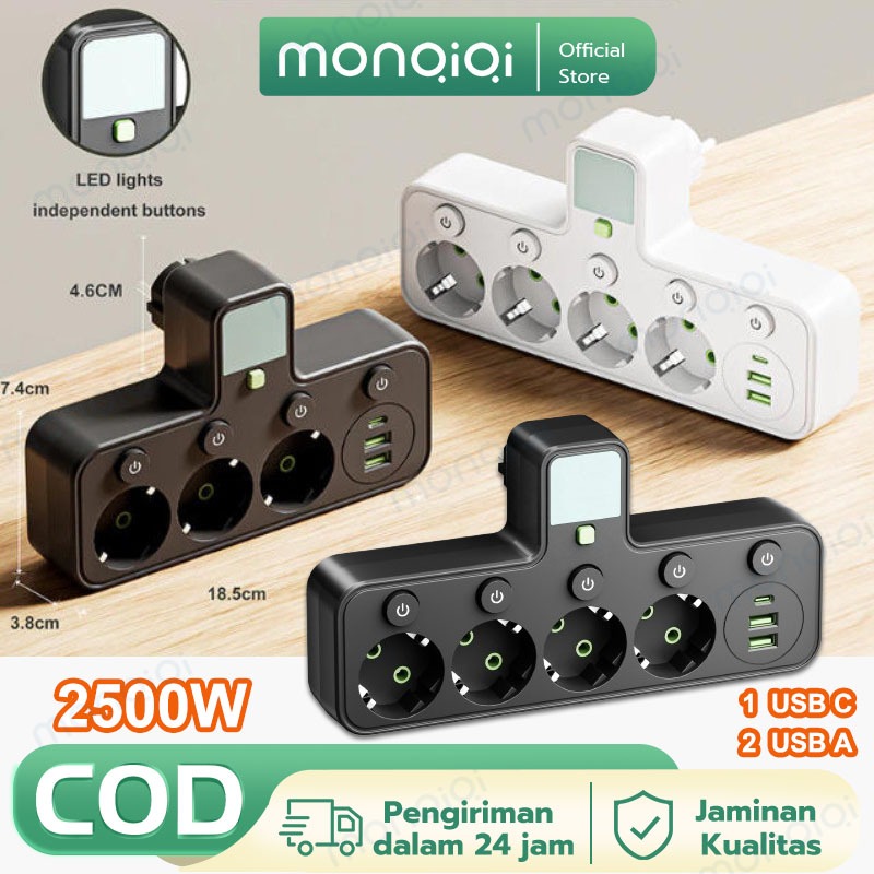 Jual MONQIQI Stop Kontak Multi Outlets Expander EU Original Home Office ...