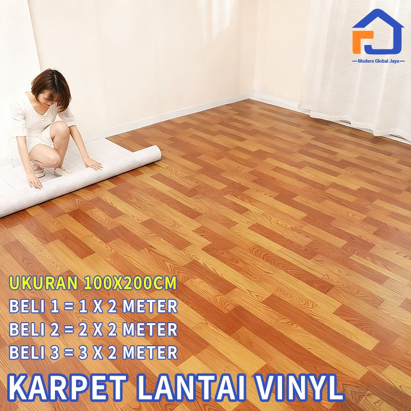 Modern Global-Karpet Lantai Vinyl Roll Tebel 0.7mm Decorasi Lantai 1m Meteran 2m KLV