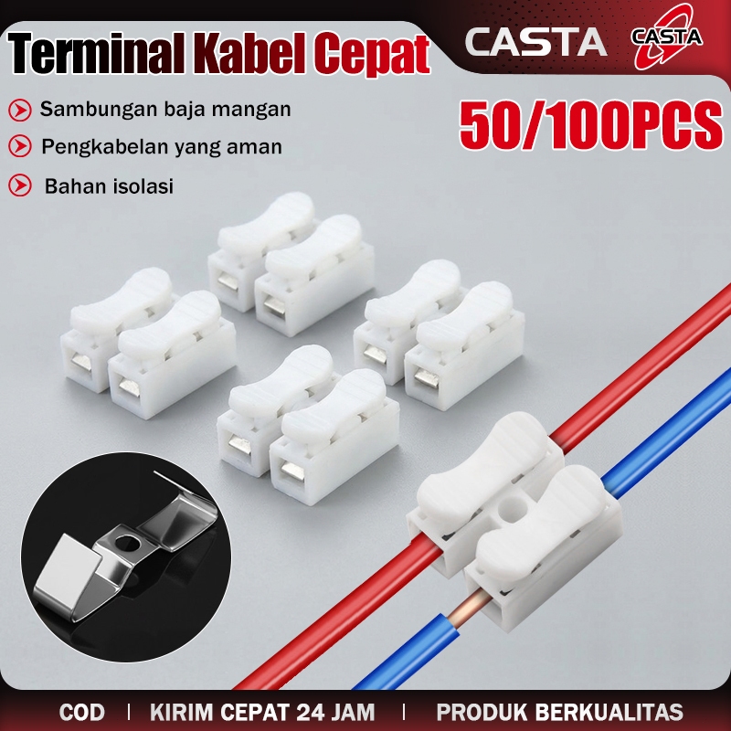 Jual CASTA Quick Connect Kabel Listrik 50/100PCS Terminal Block CH-2 2 ...