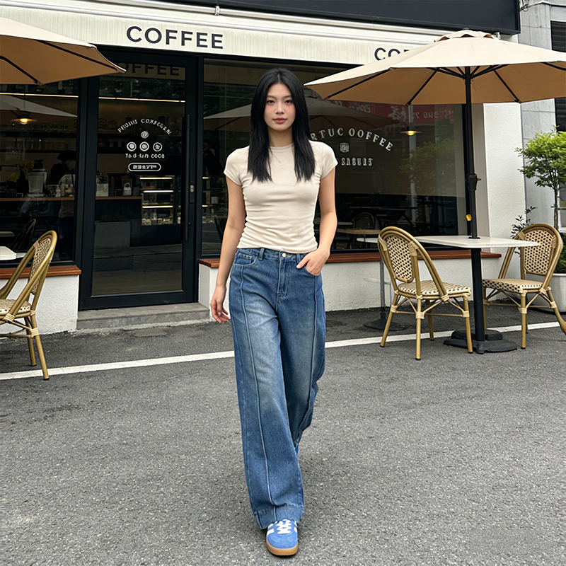 Ulady Longgar Flared Pants - Desain Kekinian High Waist Celana Lonceng Wanita Celana Jeans Panjang 210 foto 1