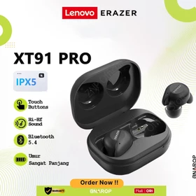 BNARQP X Lenovo ERAZER XT91 Headset Bluetooth V5.4 TWS IPX5 Tahan Debu Dan Tahan Air