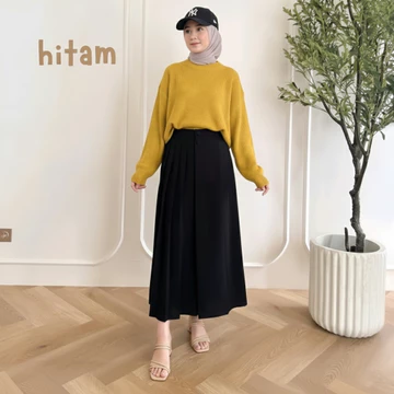 Celana Kulot Wanita Fit Highwaist Cellie Kulot Rok Pleats Casual