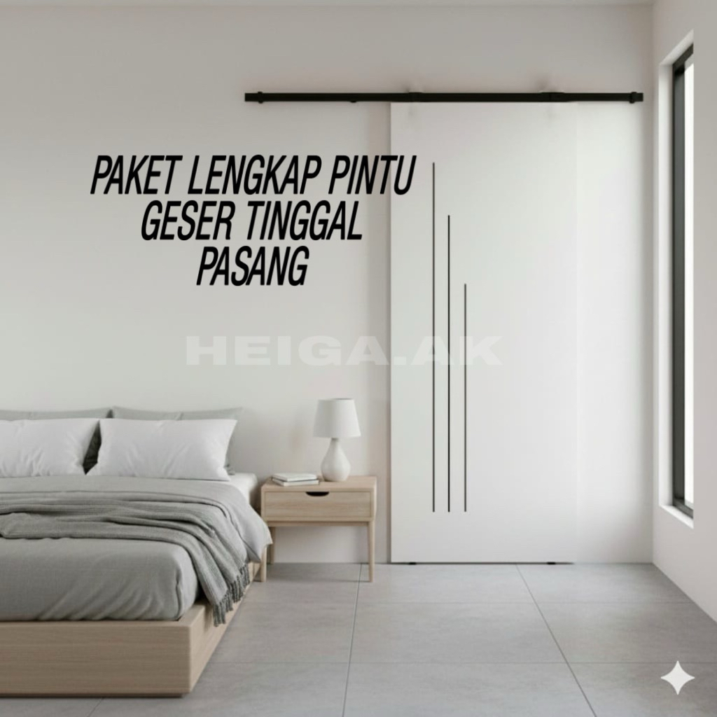 1 Paket Pintu Geser Minimalis 80x200cm Dan 90x200cm Lengkap Tinggal Pasang