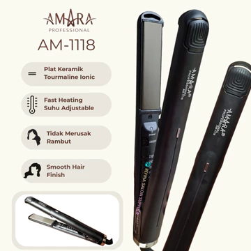 Catokan Rambut AMARA AM 1118 Plat Tourmaline Lurus Curly 2in1 Premium