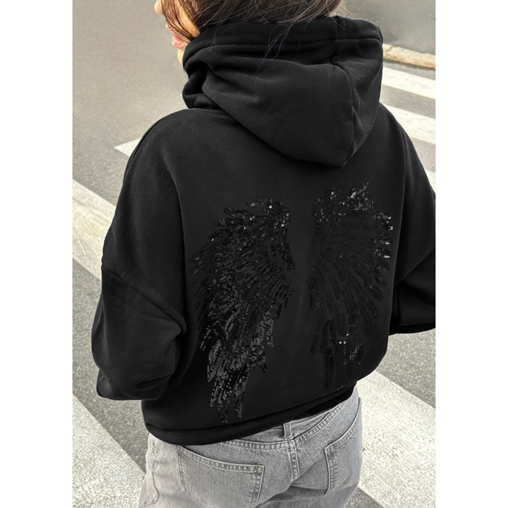 Jual Subdued Angel Wings Sequin Hoodie | Shopee Indonesia