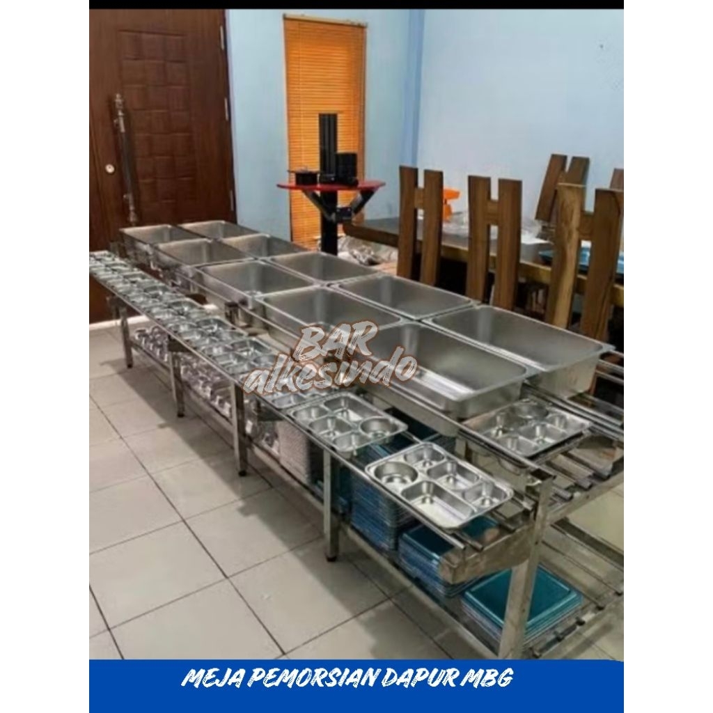 Jual Meja Pemorsian Dapur MBG 300x125x85cm | Pemorsian Ompreng Dapur ...