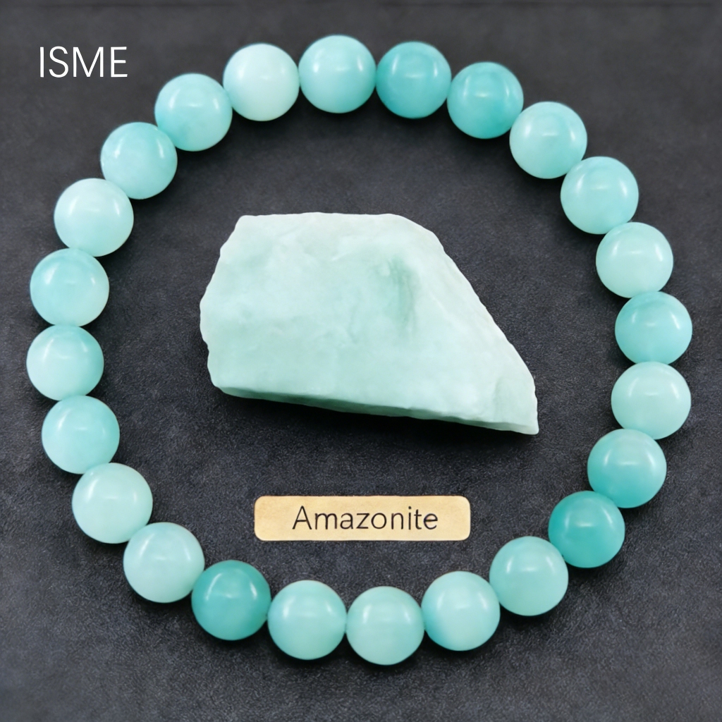 Jual ISME Gelang Amazonite Energy Bracelet 8mm Batu kasar alami AAA ...