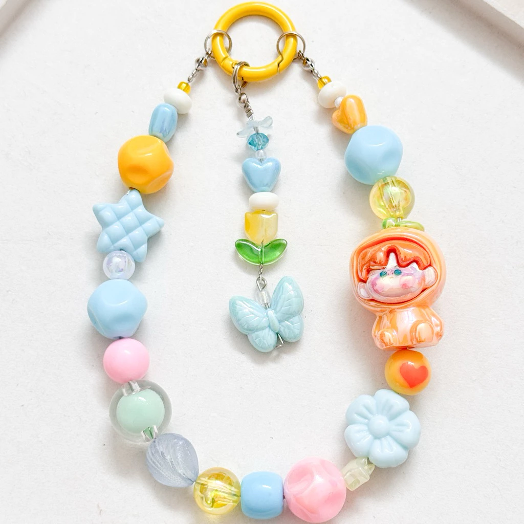 BAG CHARM PREMIUM POPMART ORANGE COSTUM | KEYCHAIN & PHONE STRAP BC