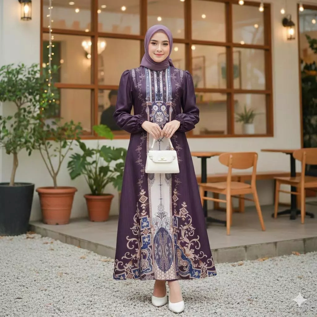 Najwa - Dress Silk Premium Arabi Gamis Wanita Mewah Elegant Lebaran 2026 - foto 1