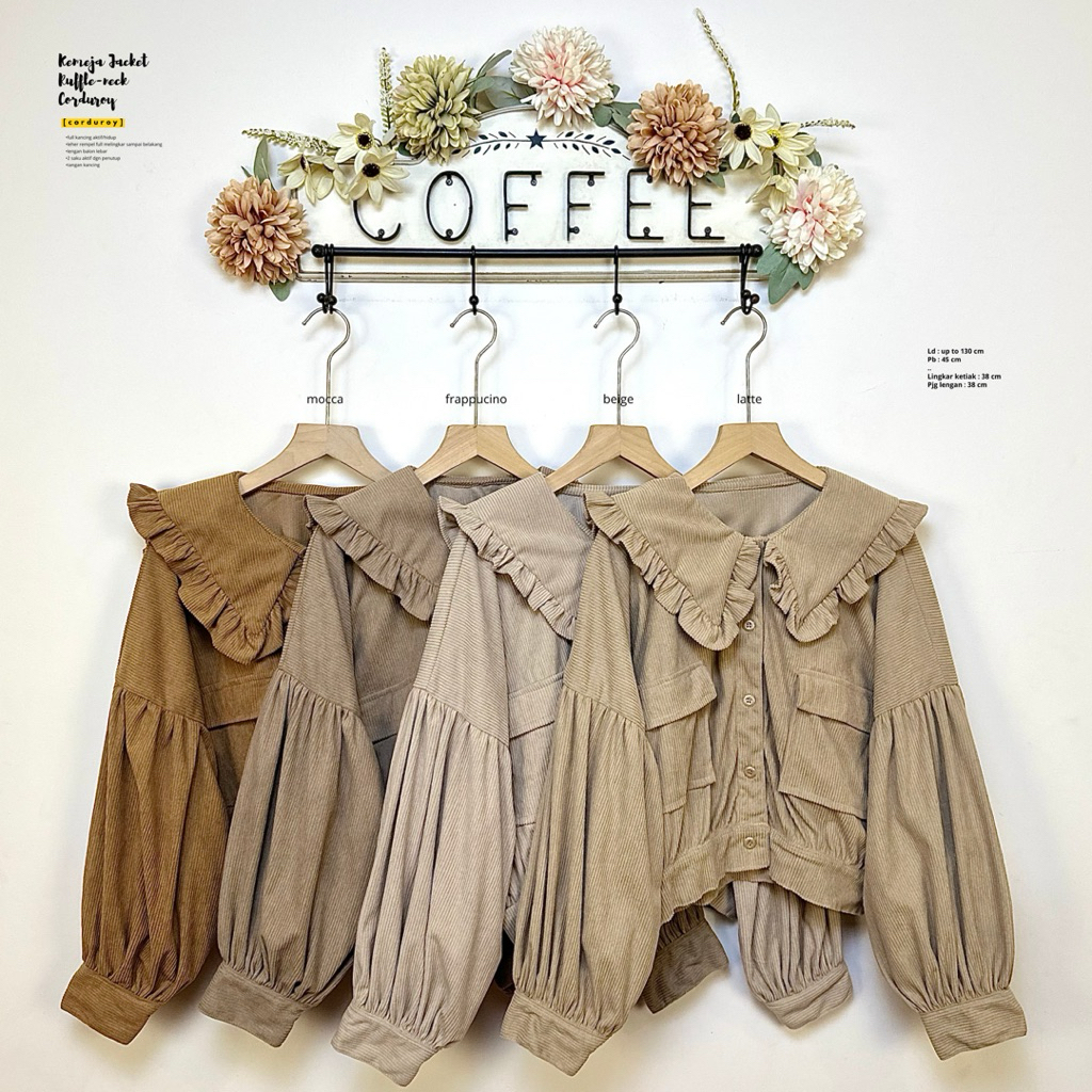 Jual Kemeja Jacket Ruffle-neck Corduroy | Shopee Indonesia