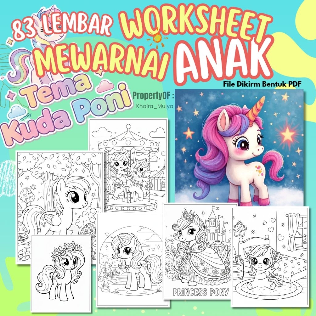 Jual 83 LEMBAR WORKSHEET MEWARNAI ANAK – SERI KUDA PONI | Shopee Indonesia