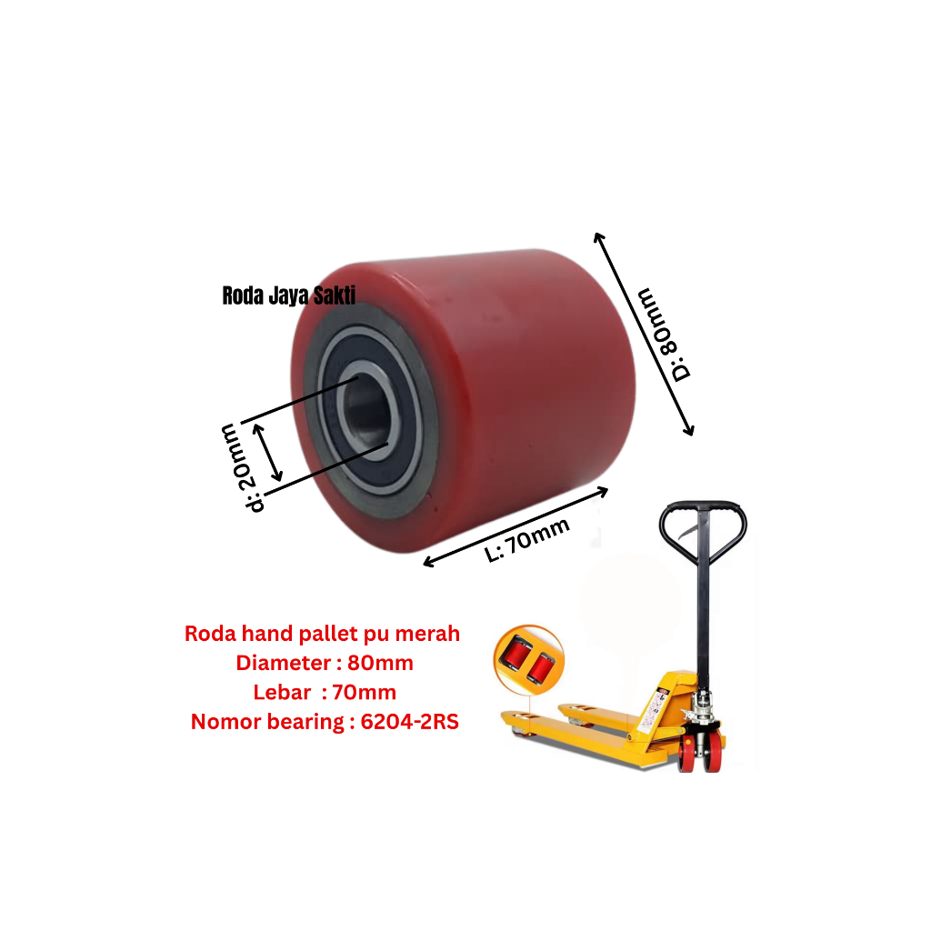 Jual Roda hand pallet/hand lift 3ton 80x70 pu merah taiwan | Shopee ...