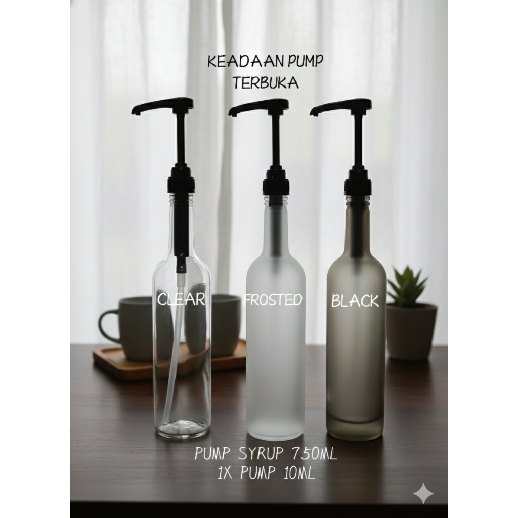 Jual Botol kaca pump syrup 750ml pump syrup aestetic vintage | Shopee ...
