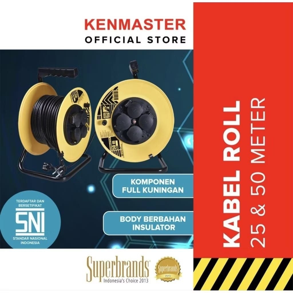 Jual KABEL ROLL KENMASTER 15 Meter 4 LUBANG SNI/ KABEL GULUNGAN 15 M ...