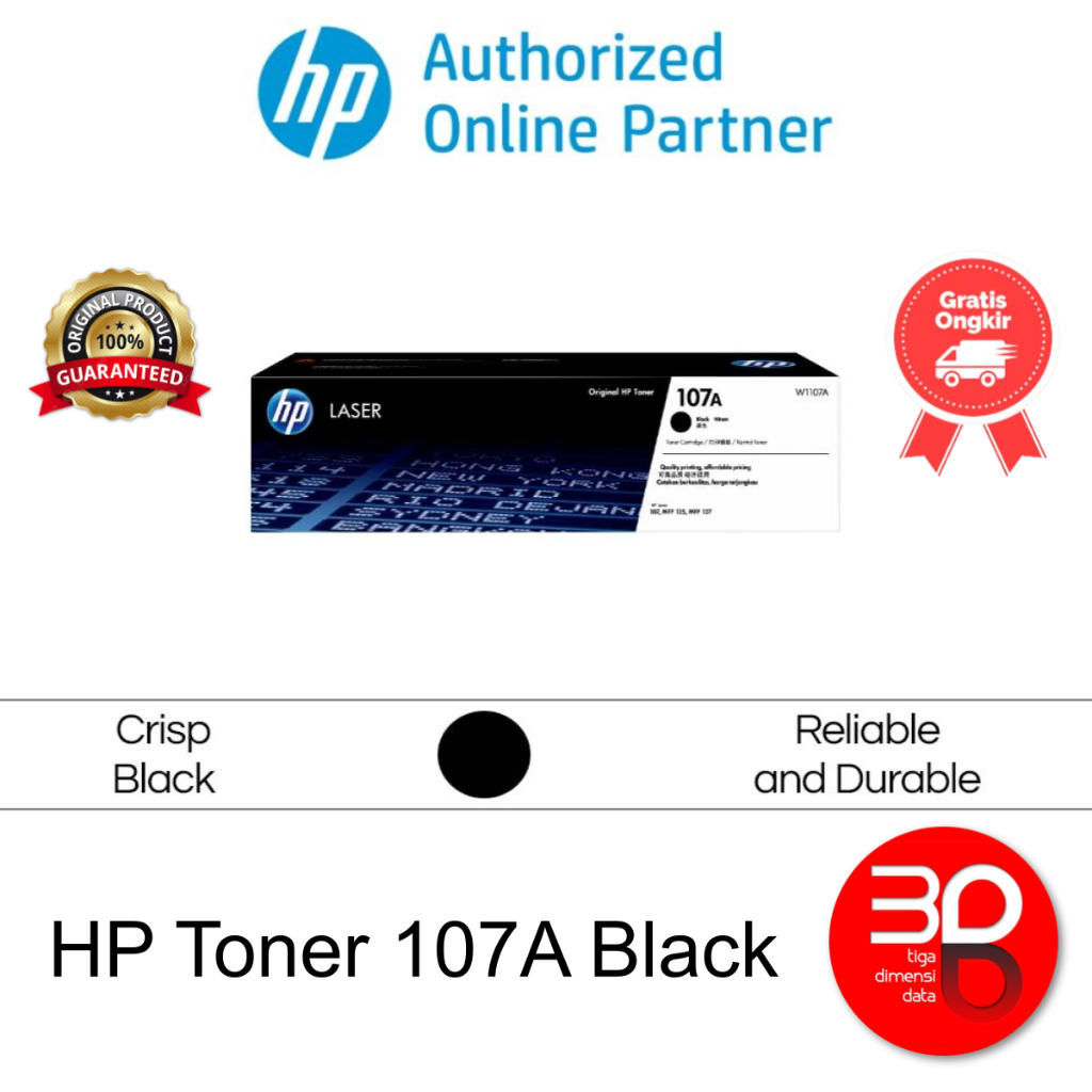 HP Toner 107A Black LaserJet Cartridge Original [W1107A]
