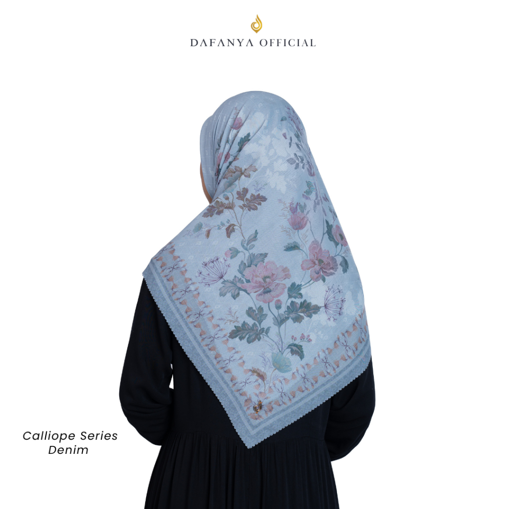 DAFANYA Syari 130x130 Calliope Series Jilbab Motif Floral Kerudung Segi Empat Hijab Scarf Bahan Voal Laser Cut
